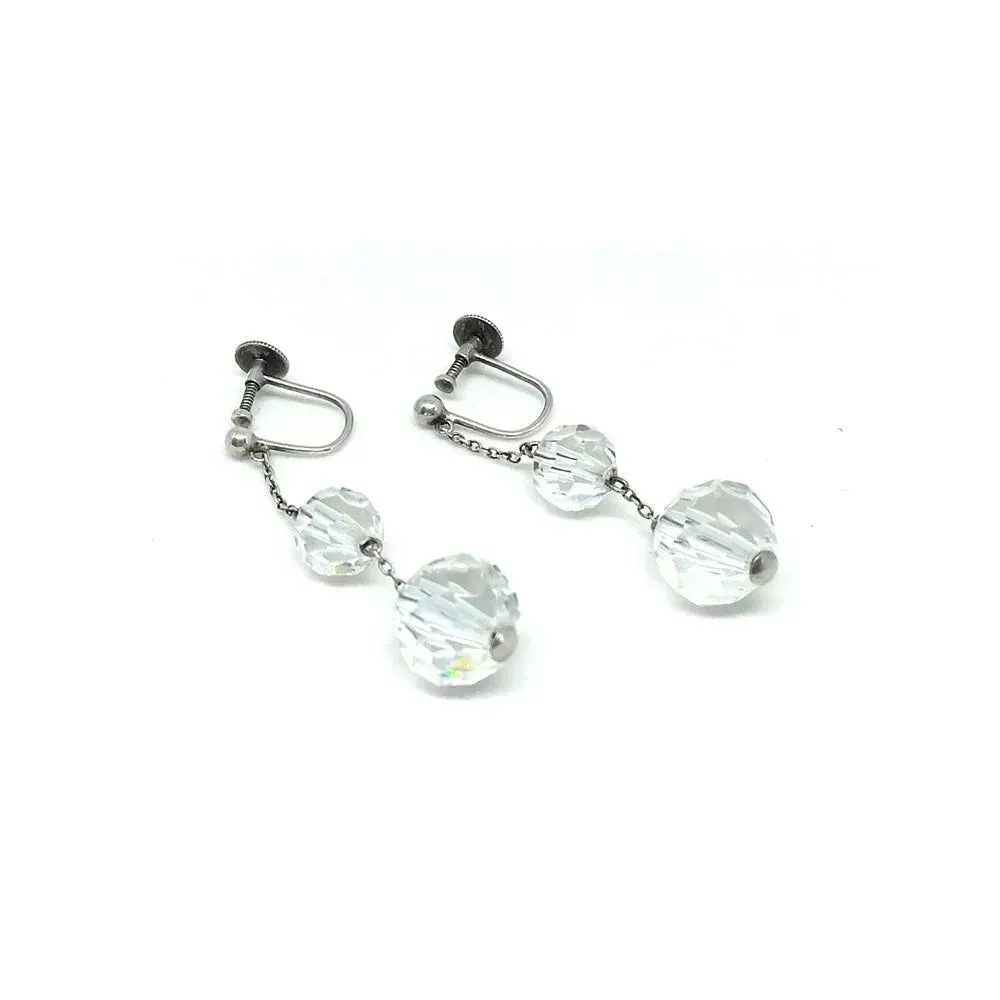 Antique Edwardian Silver & Crystal Earrings