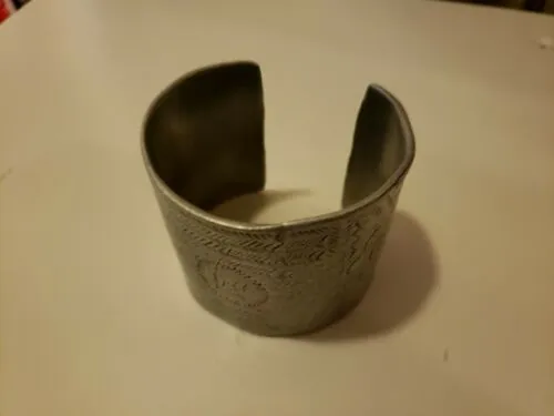 Antique Primitive Tribal Etched Silver Cuff Bracelet Professionally Tested 55.5g