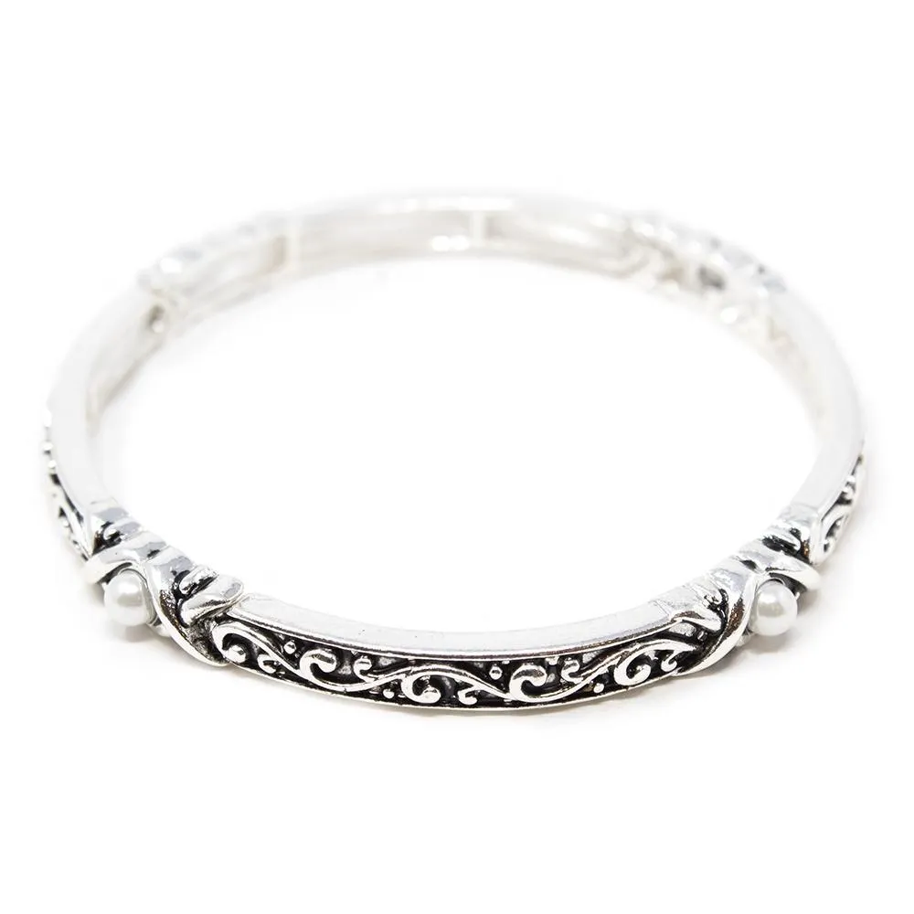 Antique Silver Stretch Bracelet XPearlX