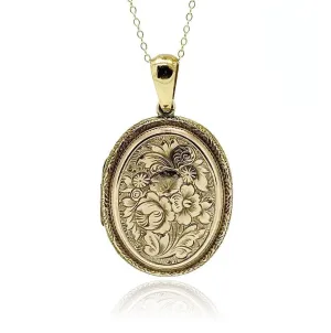 Antique Victorian Forget-Me-Not Locket Necklace