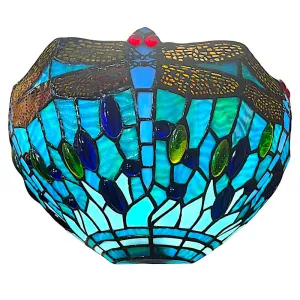 Aqua Dragonfly Tiffany Wall Light