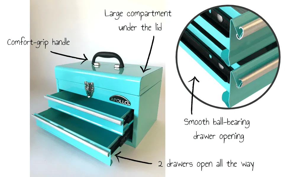 Aqua Green Steel Tool Chest with Powder Coated Finish - DT5010GR