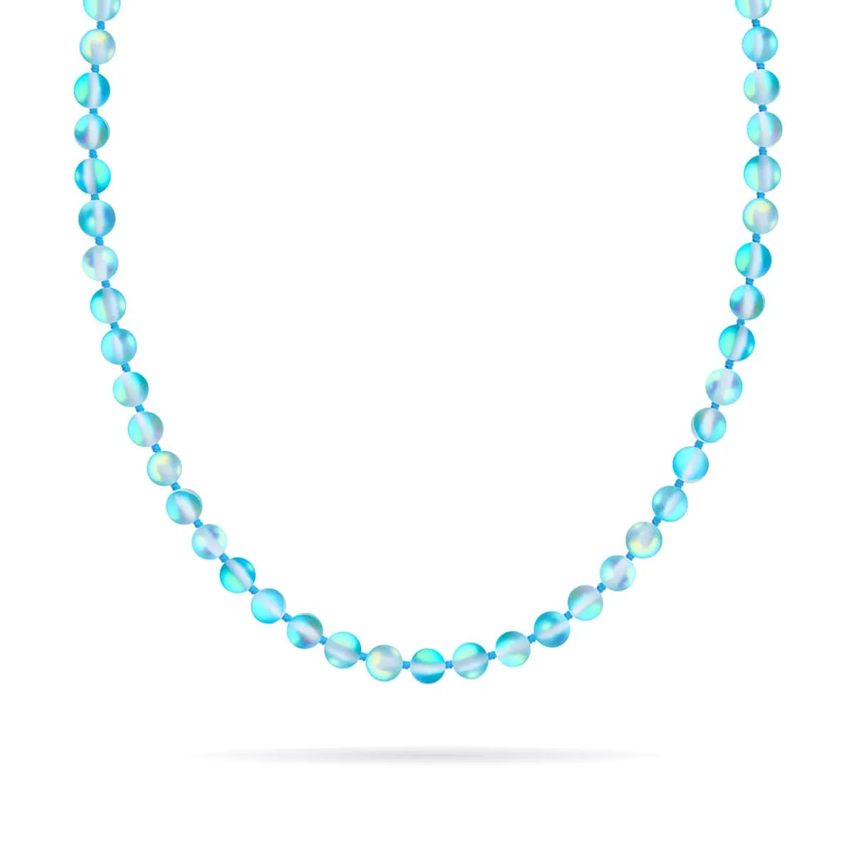 Aquamarine | Silver | Mermaid Glass Knotted Necklace