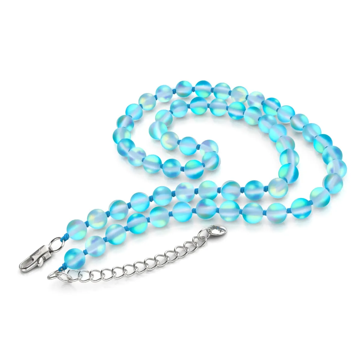 Aquamarine | Silver | Mermaid Glass Knotted Necklace