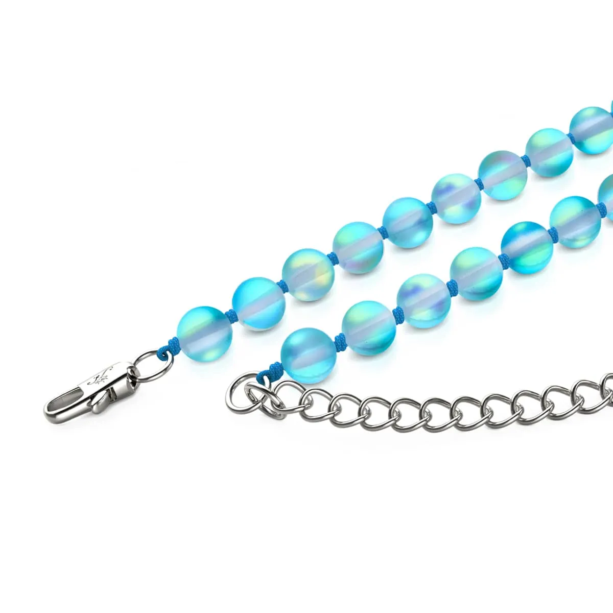 Aquamarine | Silver | Mermaid Glass Knotted Necklace