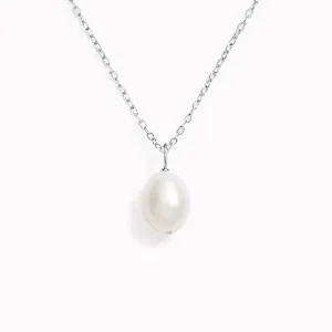 Baroque Pearl Necklace Silver