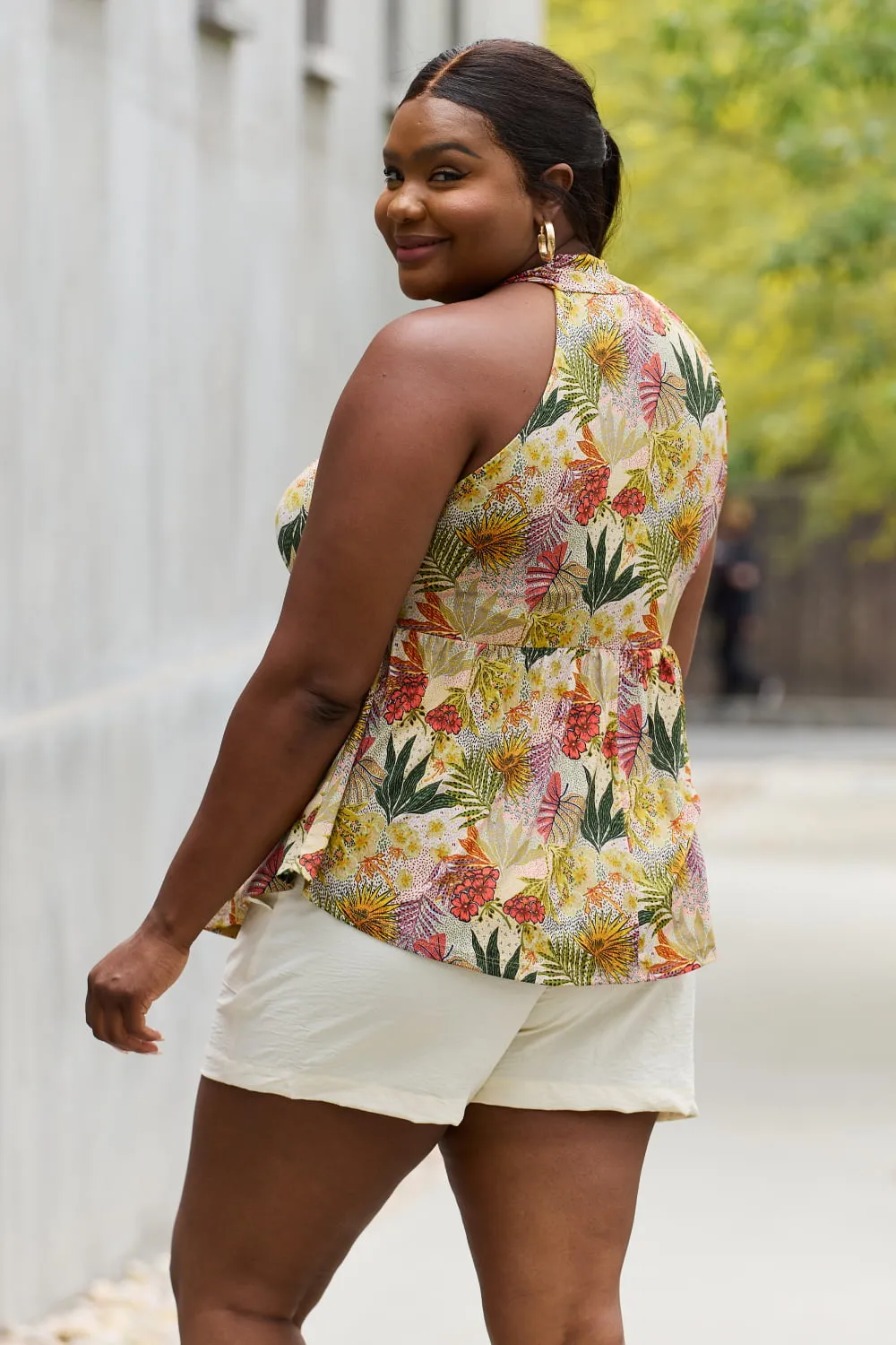 Be Stage Floral Halter Top in Green