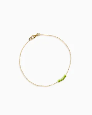 Beaded Diamond Cut Bracelet Green | Solid Gold