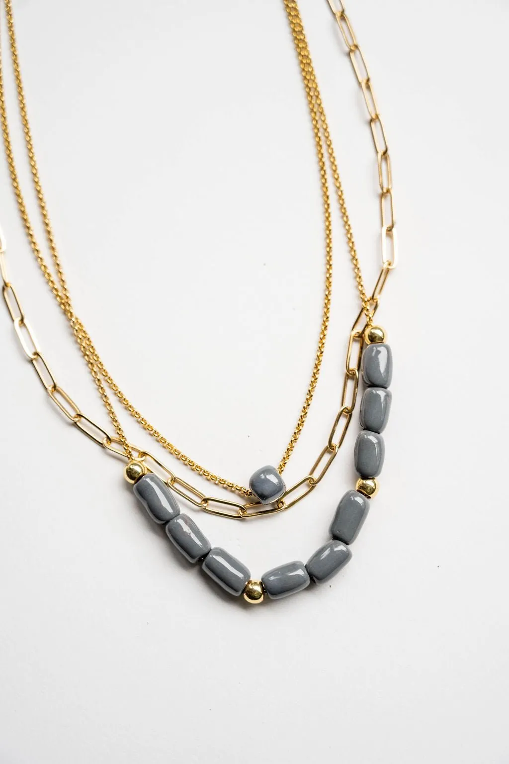 Bel Koz Elongated Clay Bead Layered Necklace