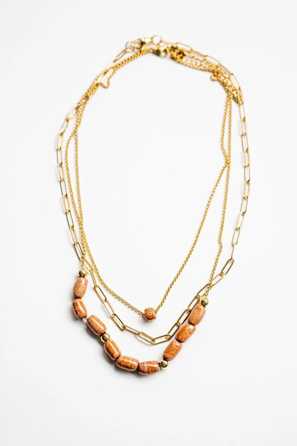 Bel Koz Elongated Clay Bead Layered Necklace