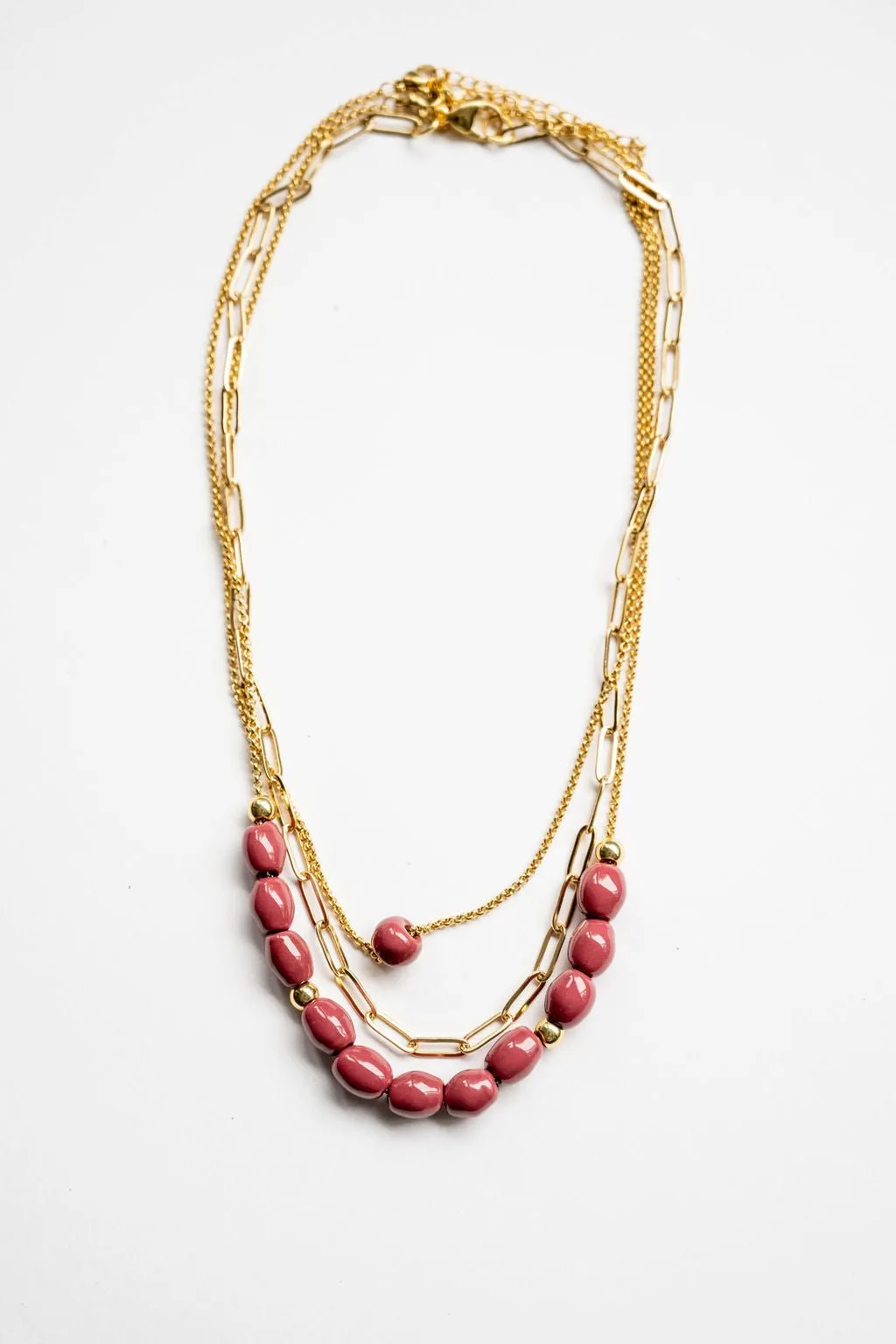 Bel Koz Elongated Clay Bead Layered Necklace