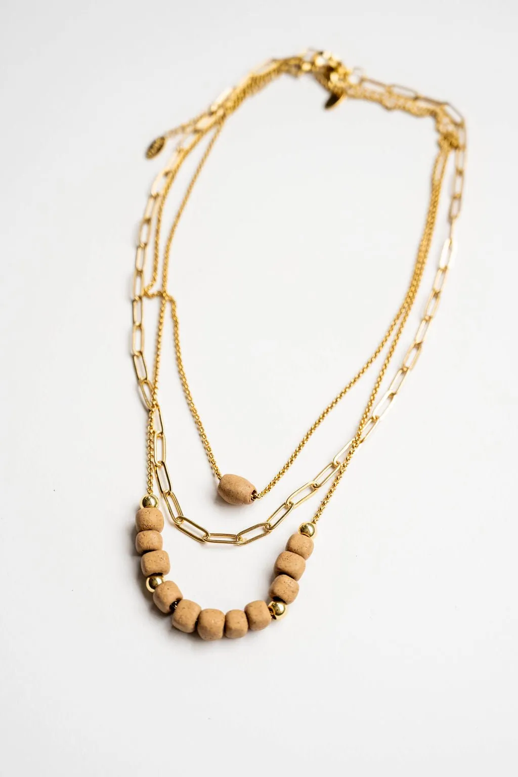 Bel Koz Elongated Clay Bead Layered Necklace