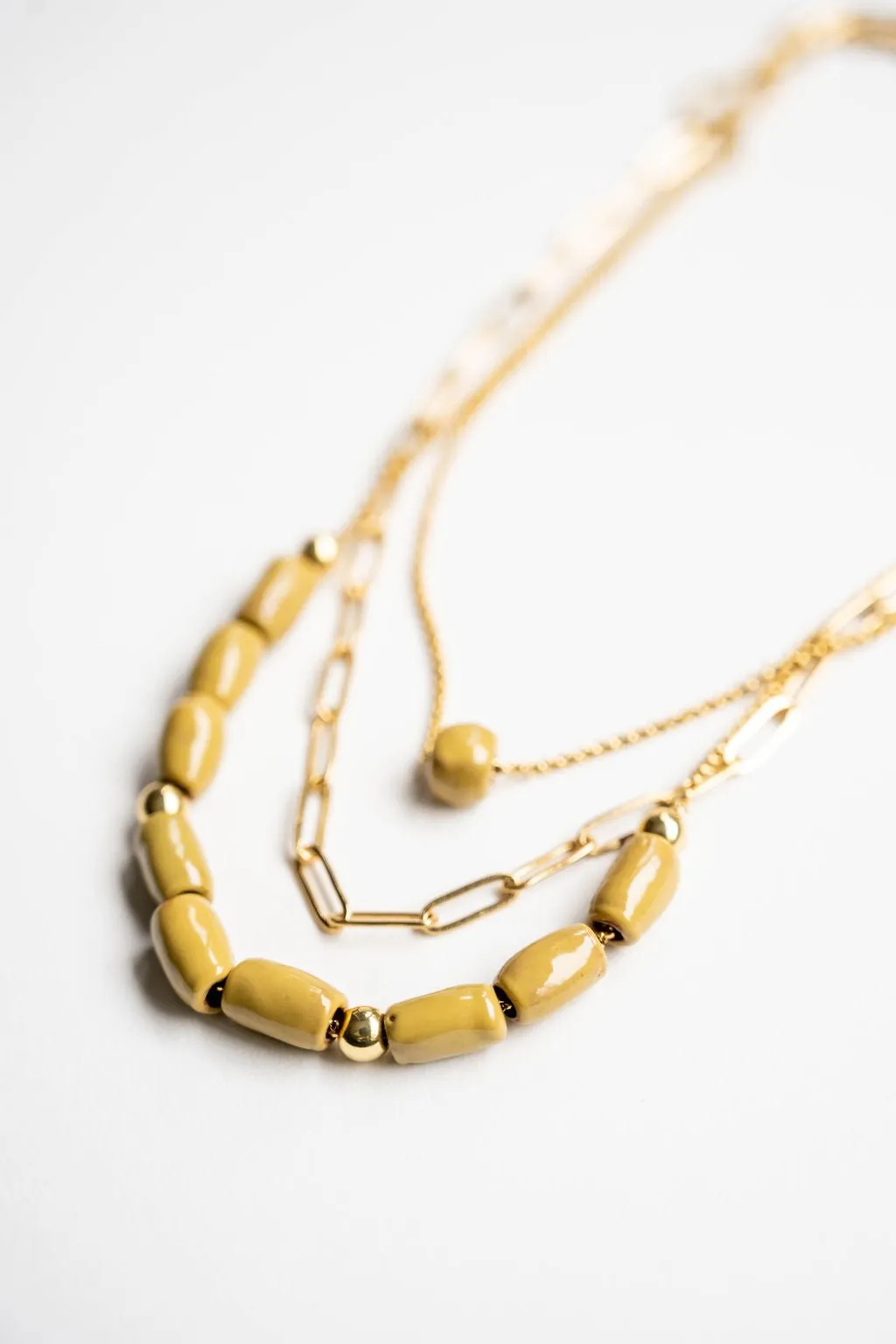 Bel Koz Elongated Clay Bead Layered Necklace