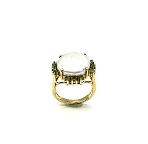 Blister Pearl & Peridot Ring