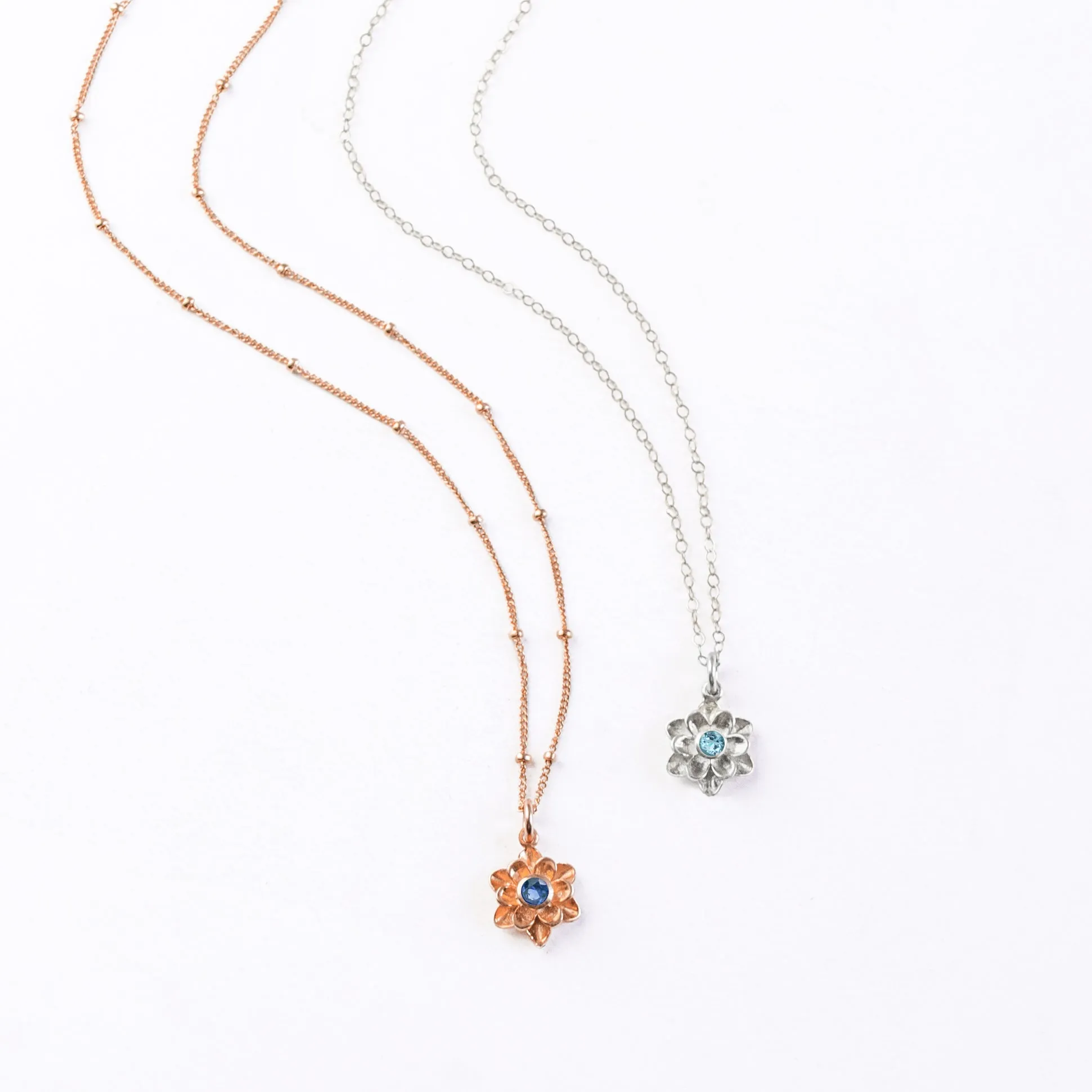 Bloom Necklace, Birthstone Flower Pendant [Lrg]