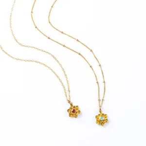 Bloom Necklace, Birthstone Flower Pendant [Lrg]