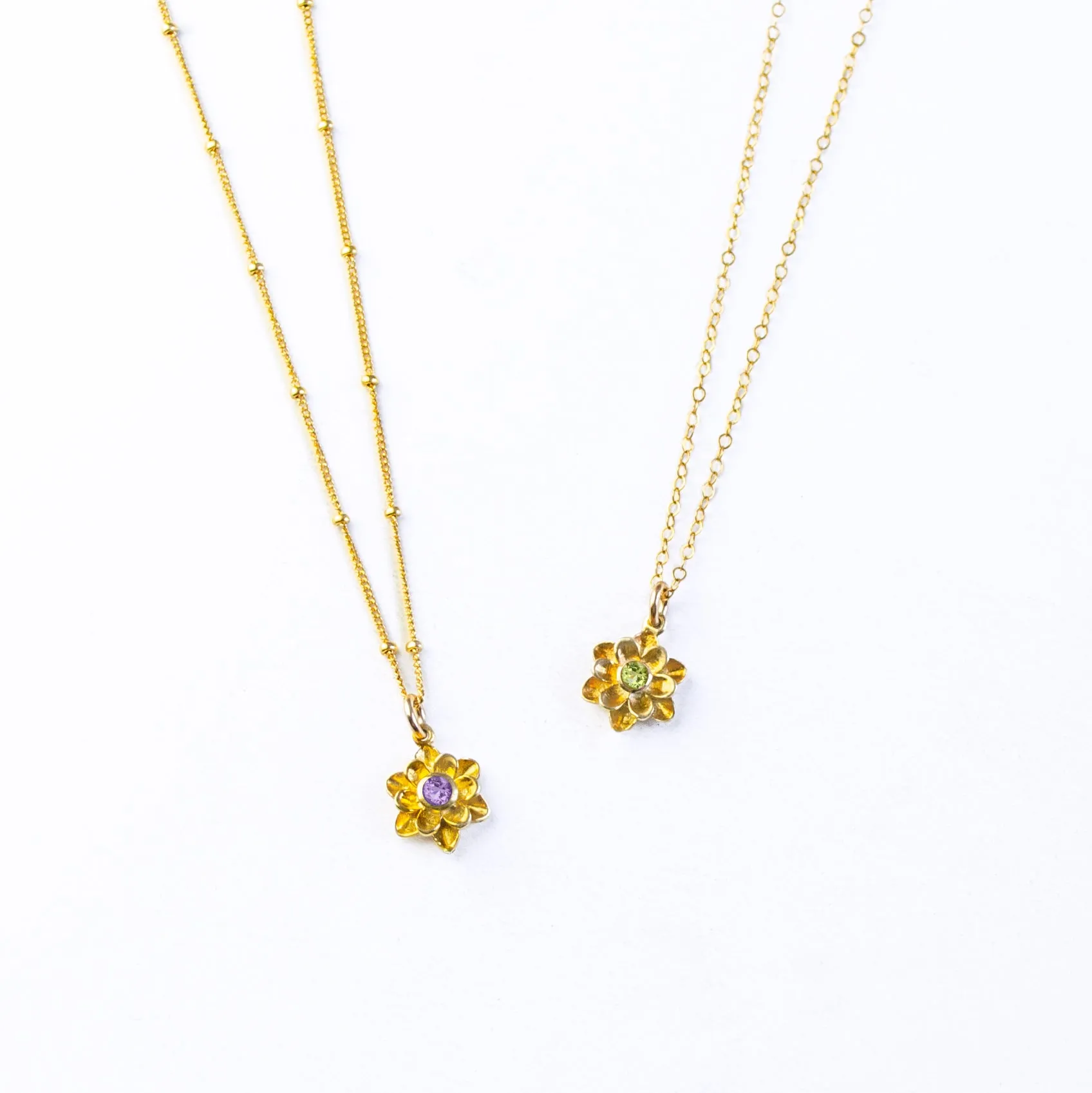 Bloom Necklace, Birthstone Flower Pendant [Lrg]