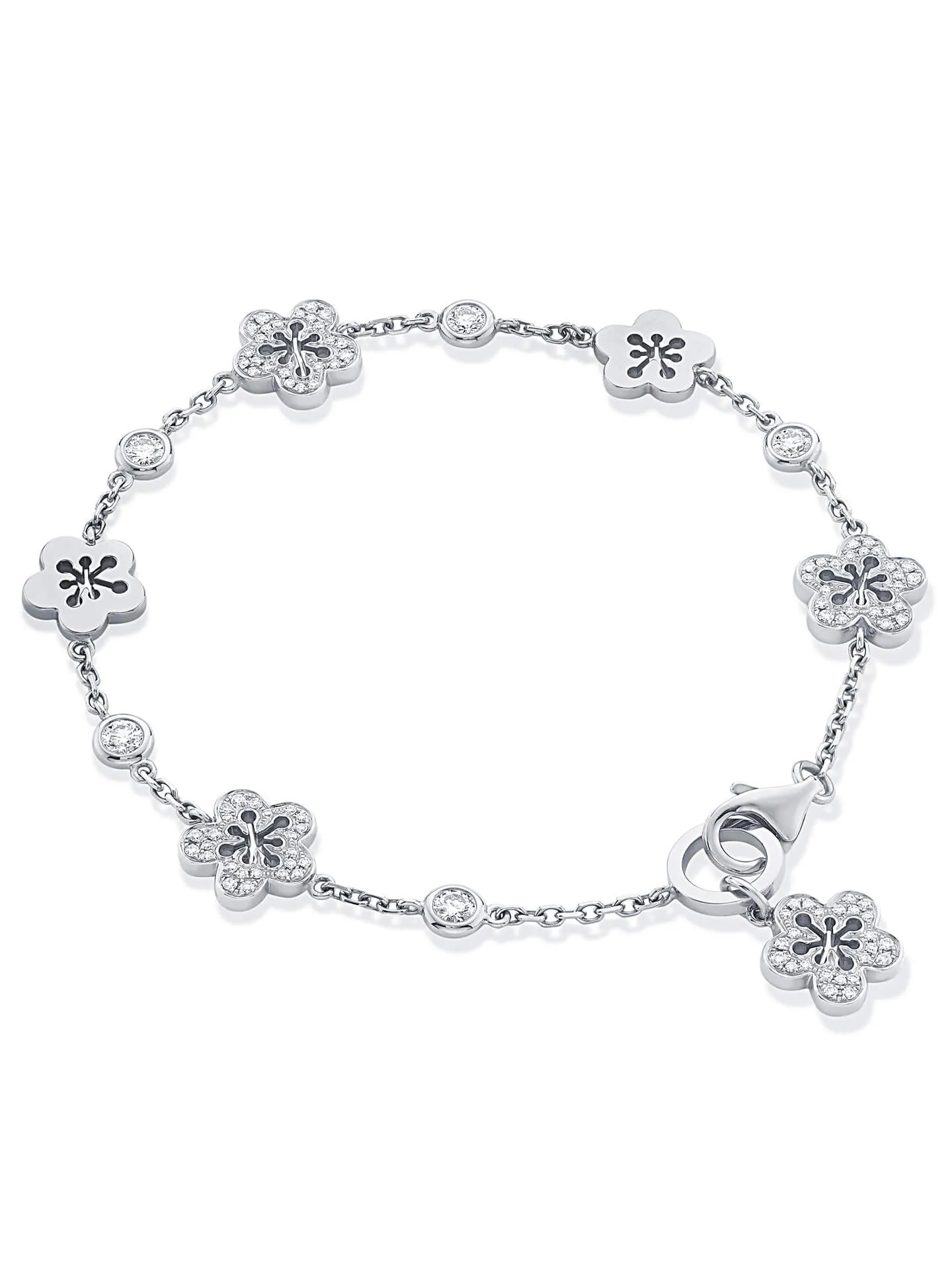 Blossom Charm White Gold Bracelet