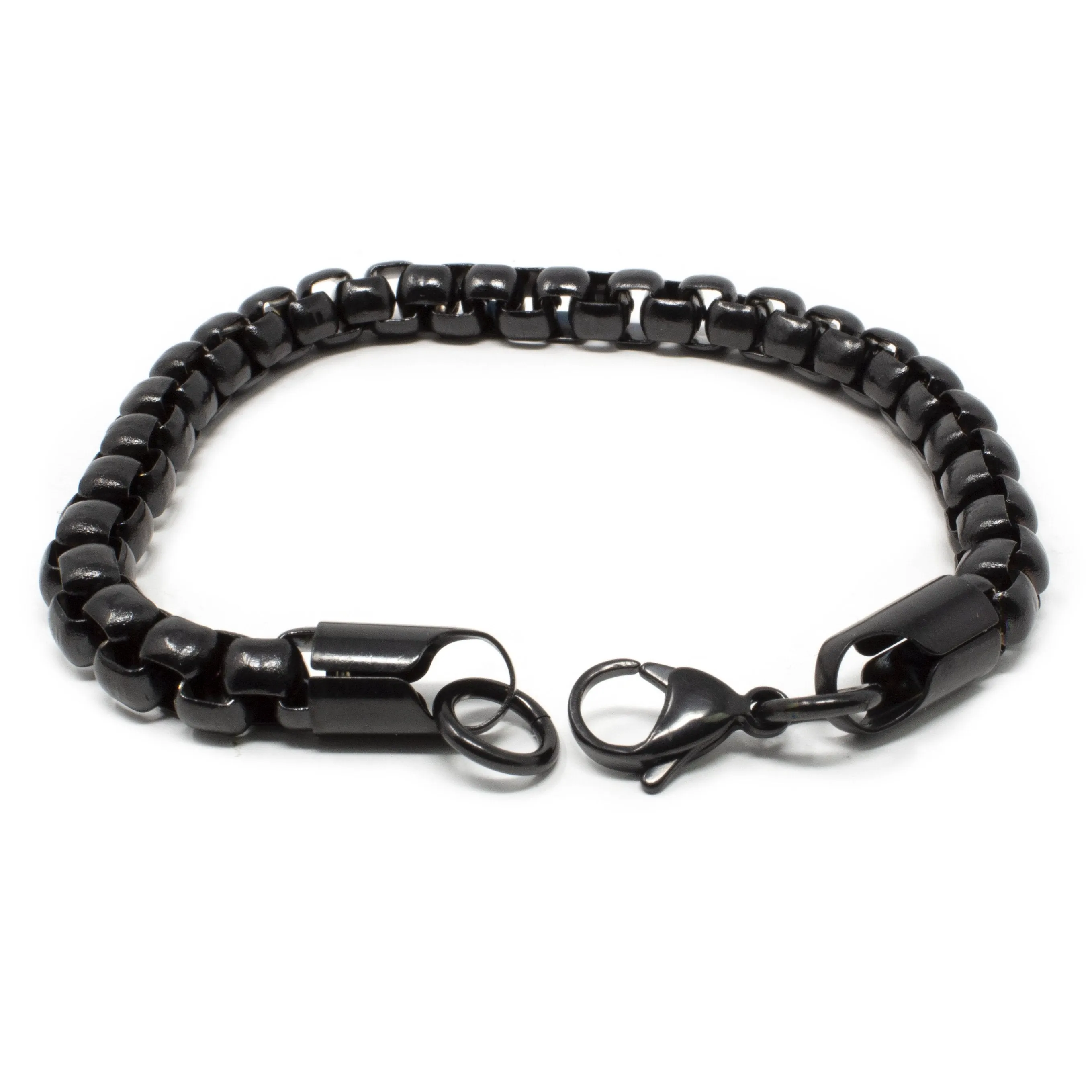 Box Chain Stainless Steel Black Ion Plated Bracelet