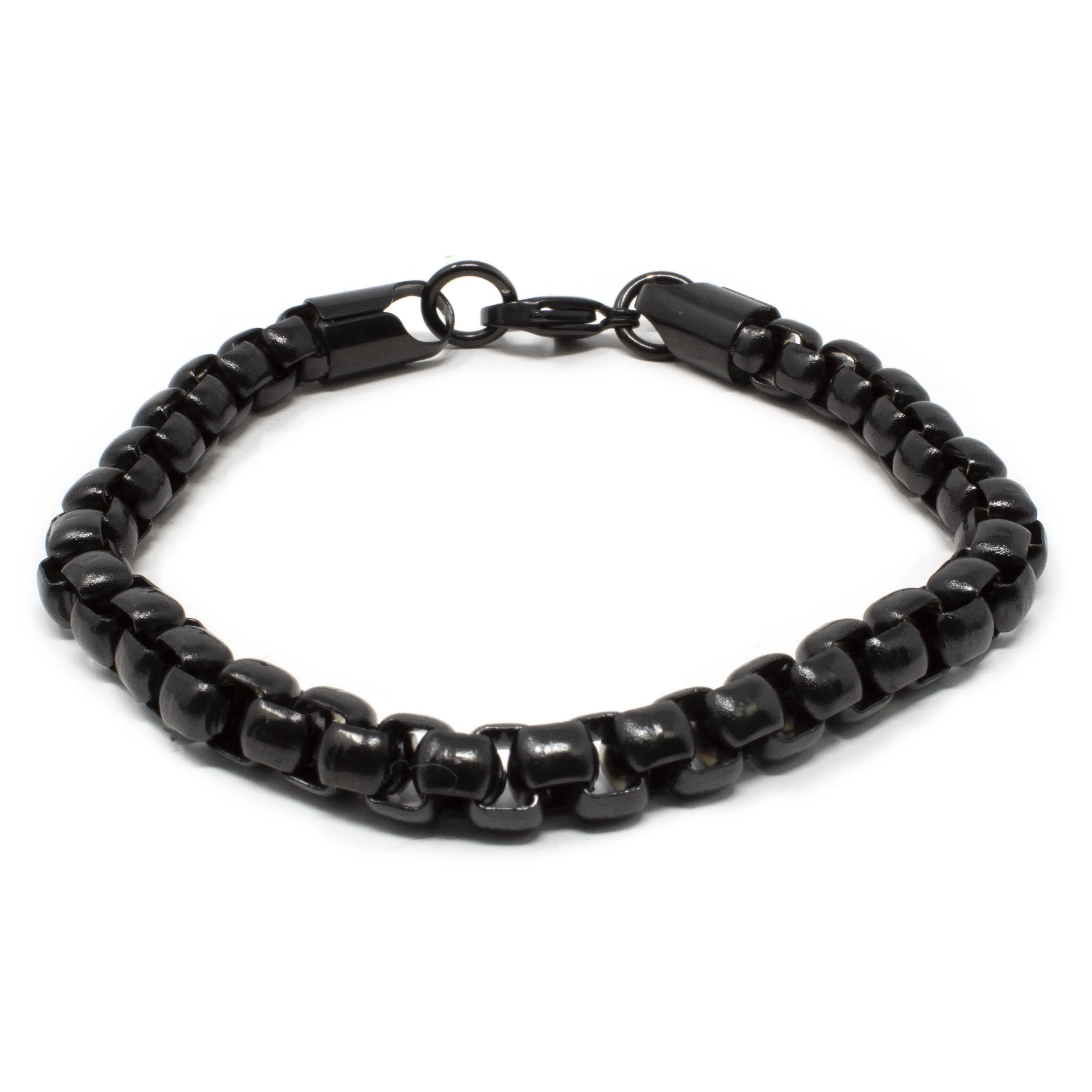 Box Chain Stainless Steel Black Ion Plated Bracelet