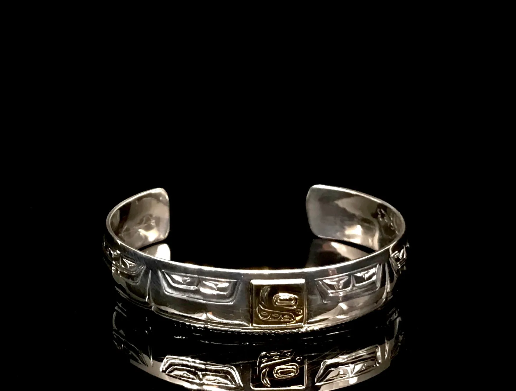 Bracelet- S. Sheakley; Silver, Gold Overlay, Various Designs, 1/2"