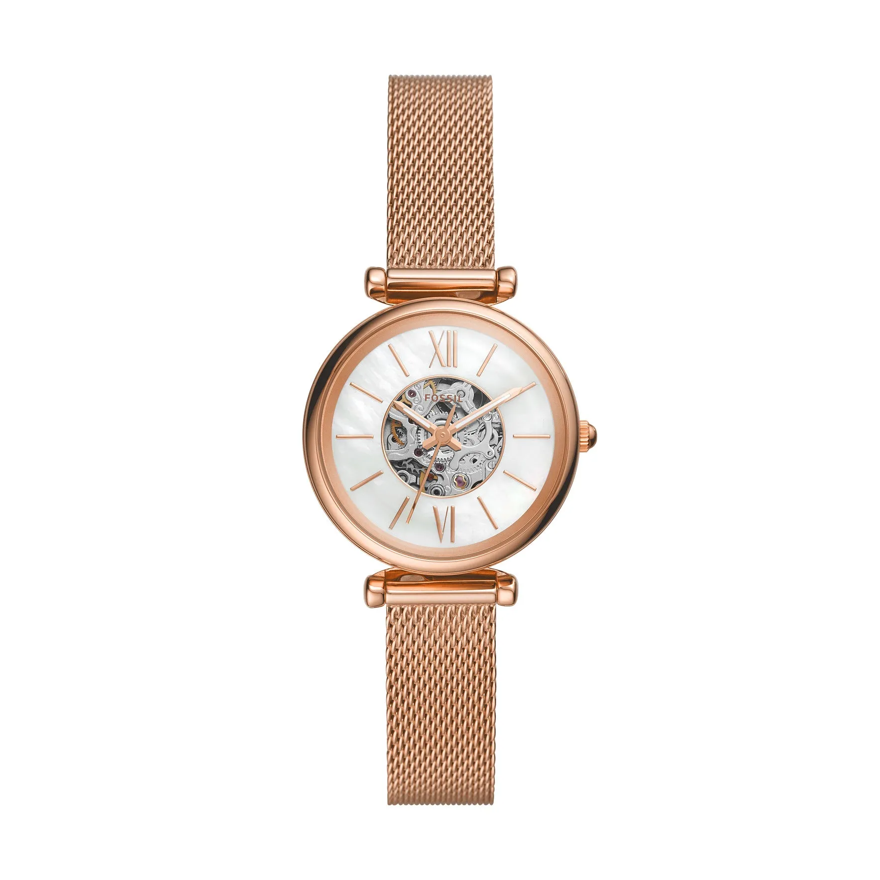 Carlie Mini Automatic Rose Gold-Tone Stainless Steel Mesh Watch