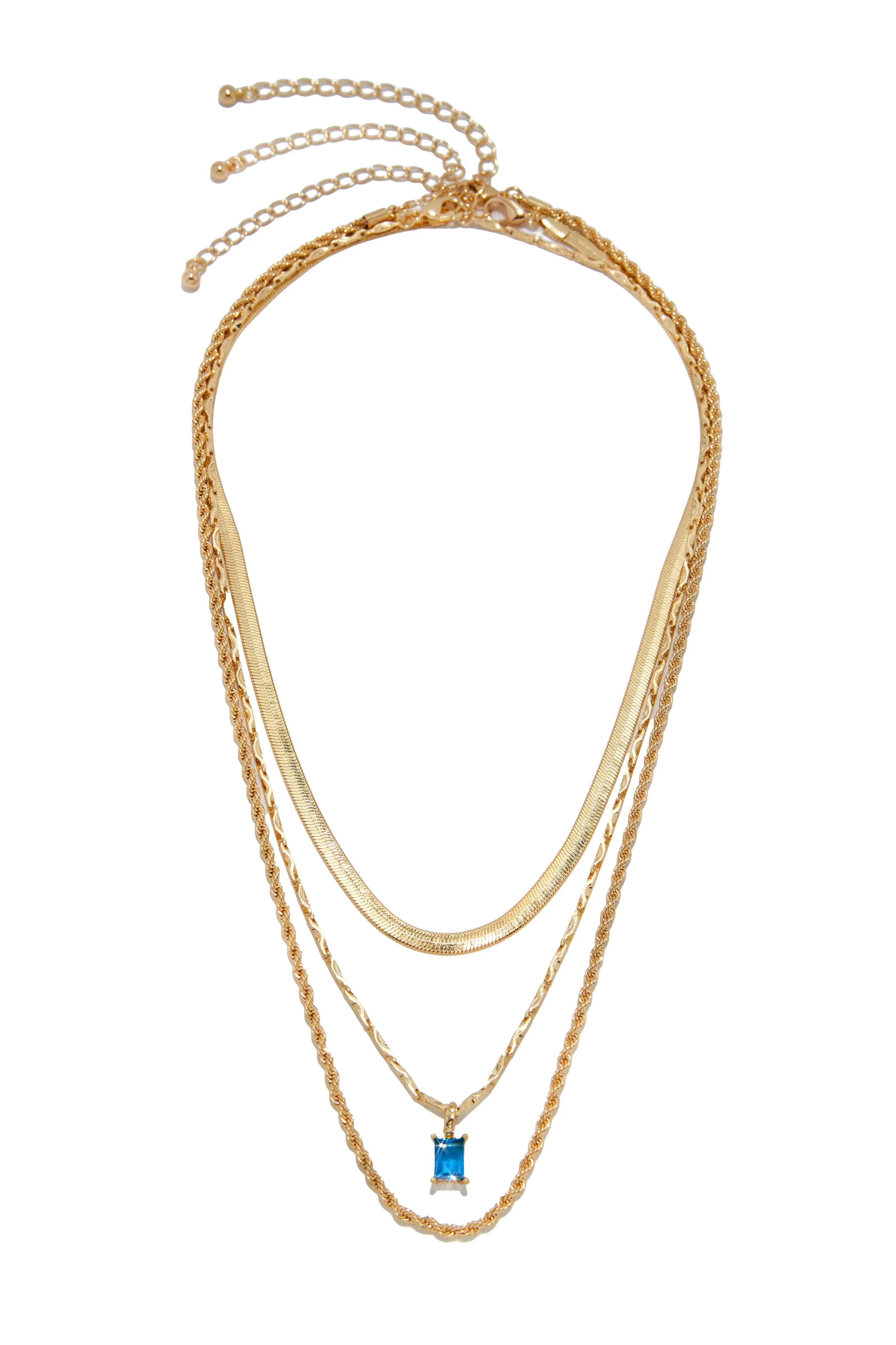 Celestina Stone Pendant Necklace Set - Gold/Blue