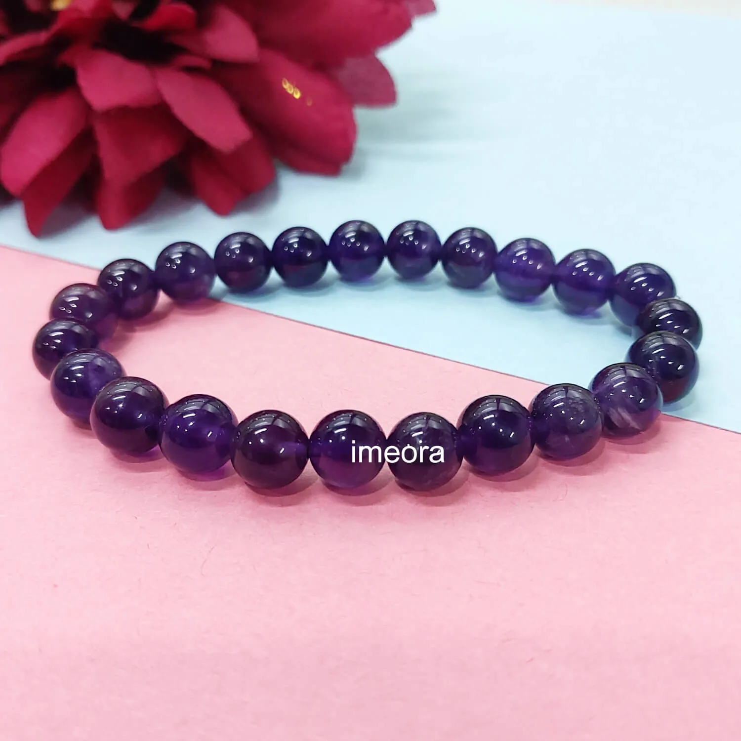 Certified Premium Quality Amethyst 8mm Natural Stone Bracelet