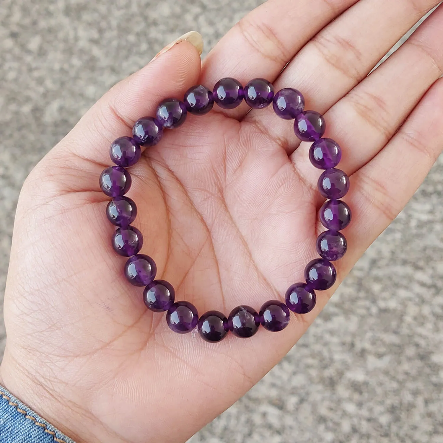 Certified Premium Quality Amethyst 8mm Natural Stone Bracelet