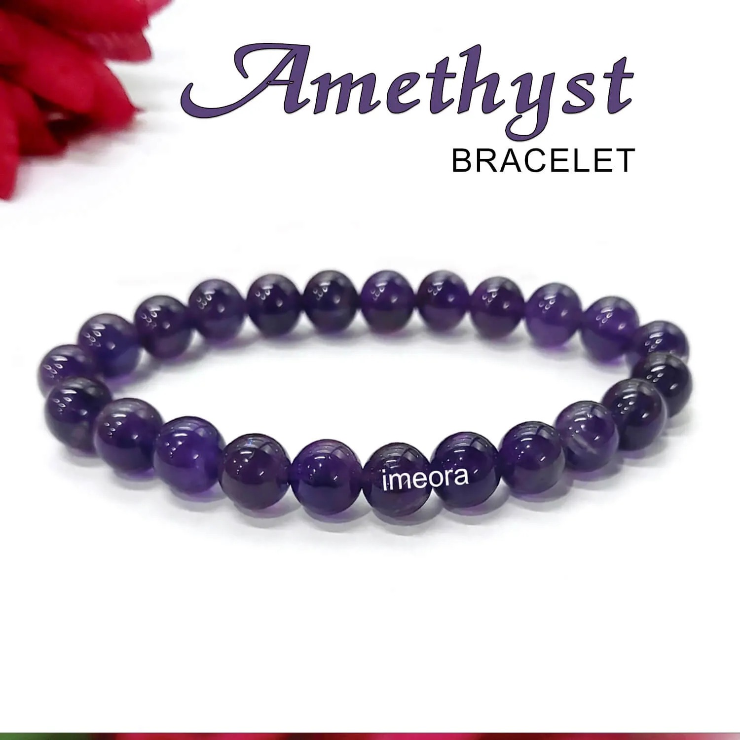 Certified Premium Quality Amethyst 8mm Natural Stone Bracelet