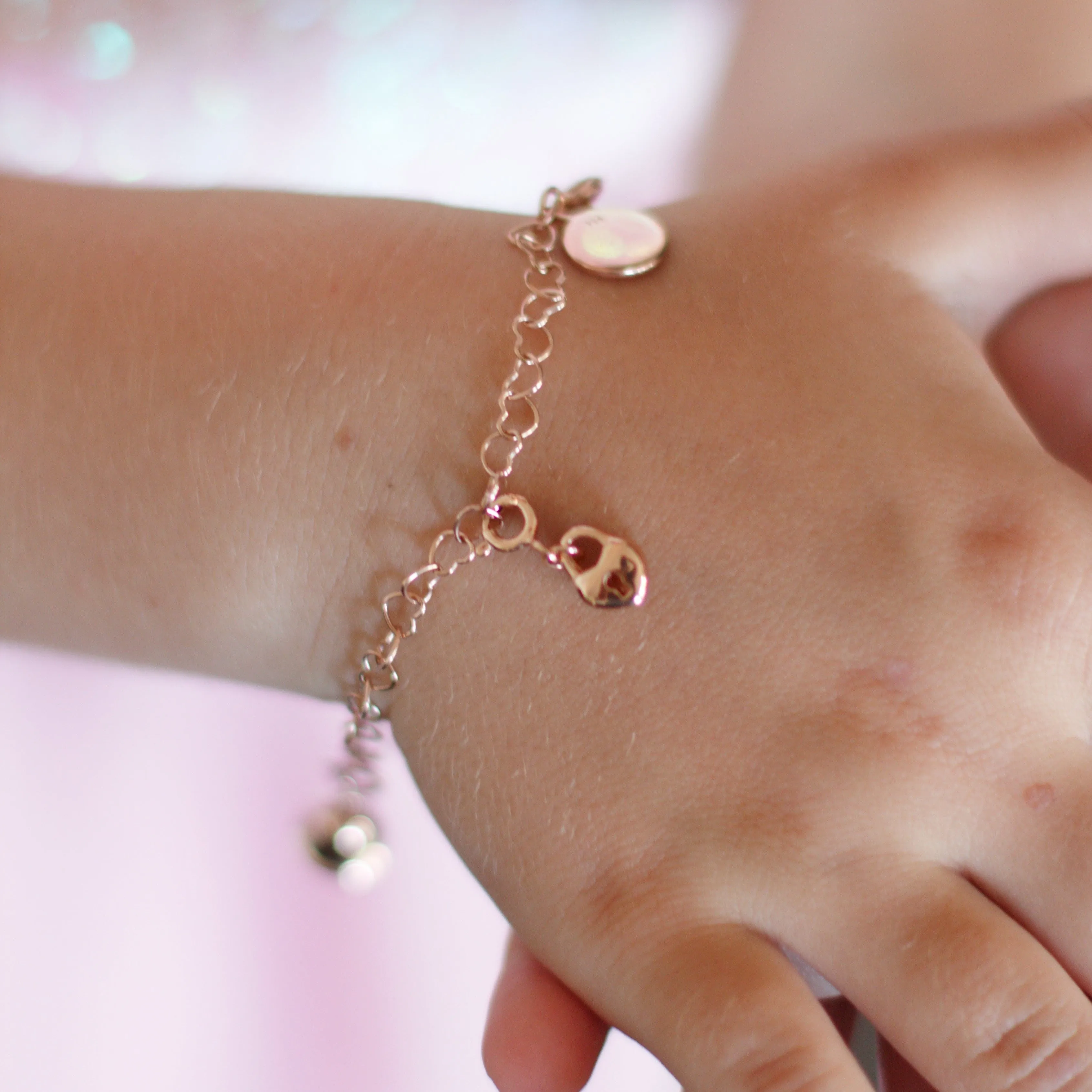 Chain of Hearts Children’s Charm Bracelet - Rose Gold