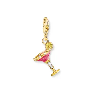 Charm Pendant Pink Cocktail Glass Gold