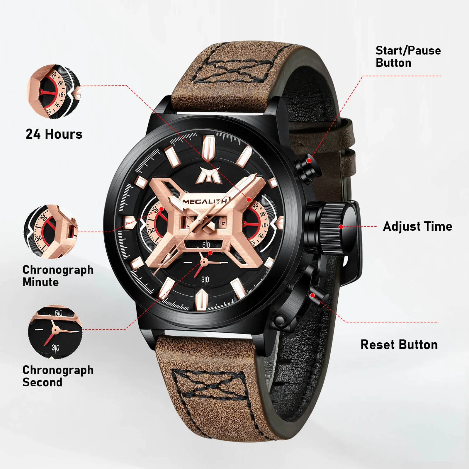 Chronograph Watch | Leather Band | 8263M