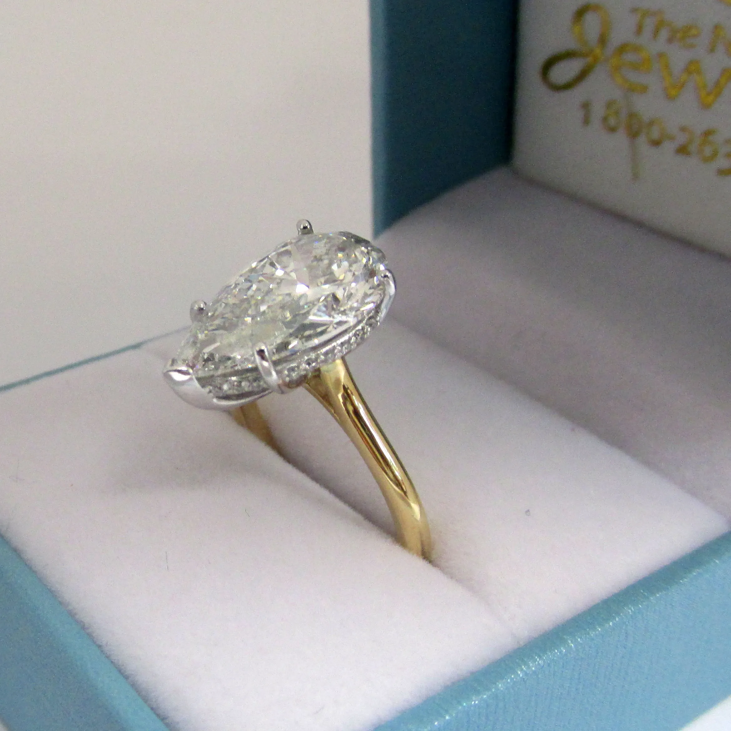 Classic Hidden Halo Pear Engagement Ring