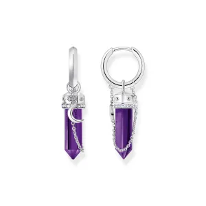 Cosmic Hoop earrings with imitation amethyst