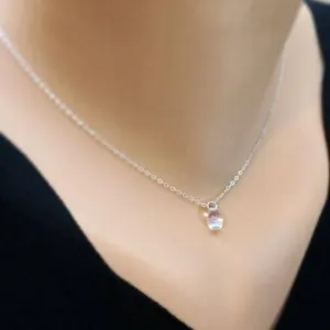 Crystal Raindrop On Sterling Silver Necklace