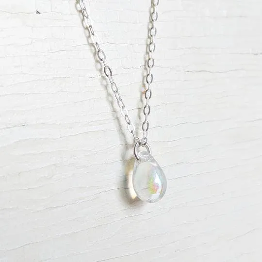 Crystal Raindrop On Sterling Silver Necklace