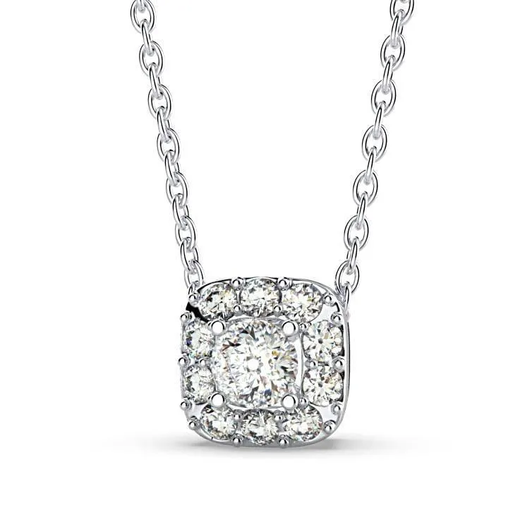 Cushion Halo Diamond Pendant