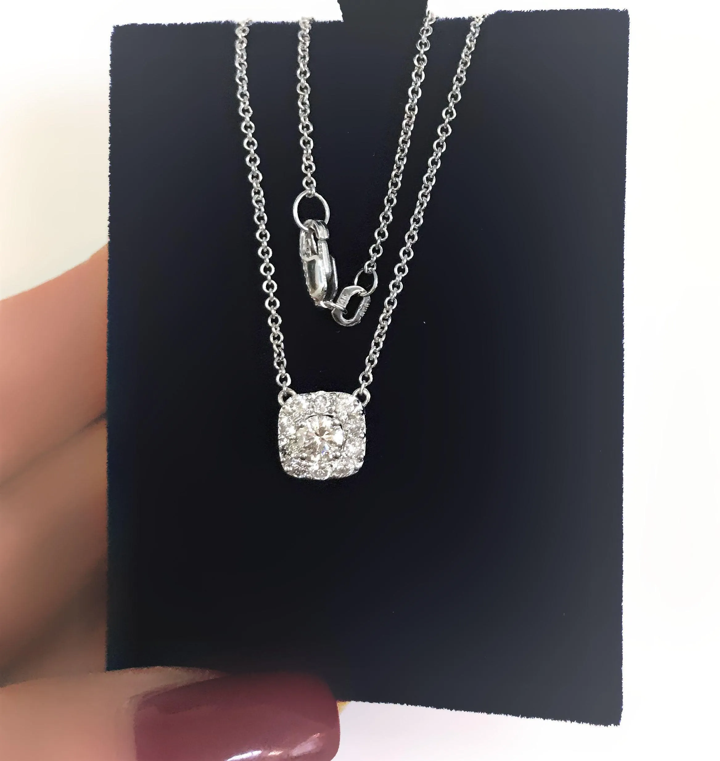 Cushion Halo Diamond Pendant