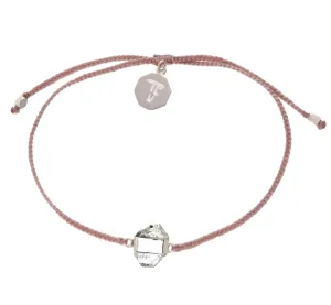 DIAMOND QUARTZ CRYSTAL BRACELET - DUSTY PINK - SILVER