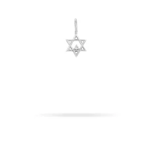 Diamond Star of David Mini Bead Charm  in Sterling Silver