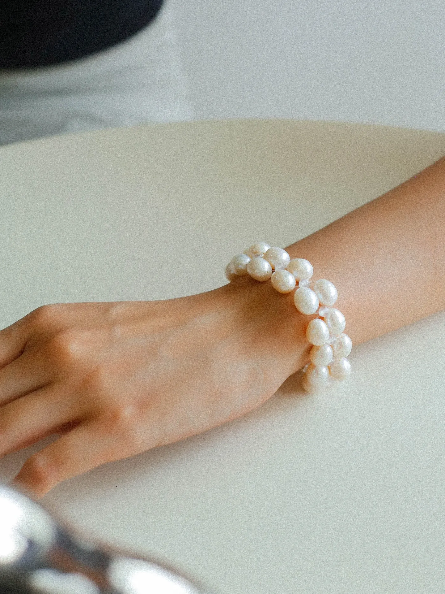 Double Layer Braided Freshwater Pearl Bracelet