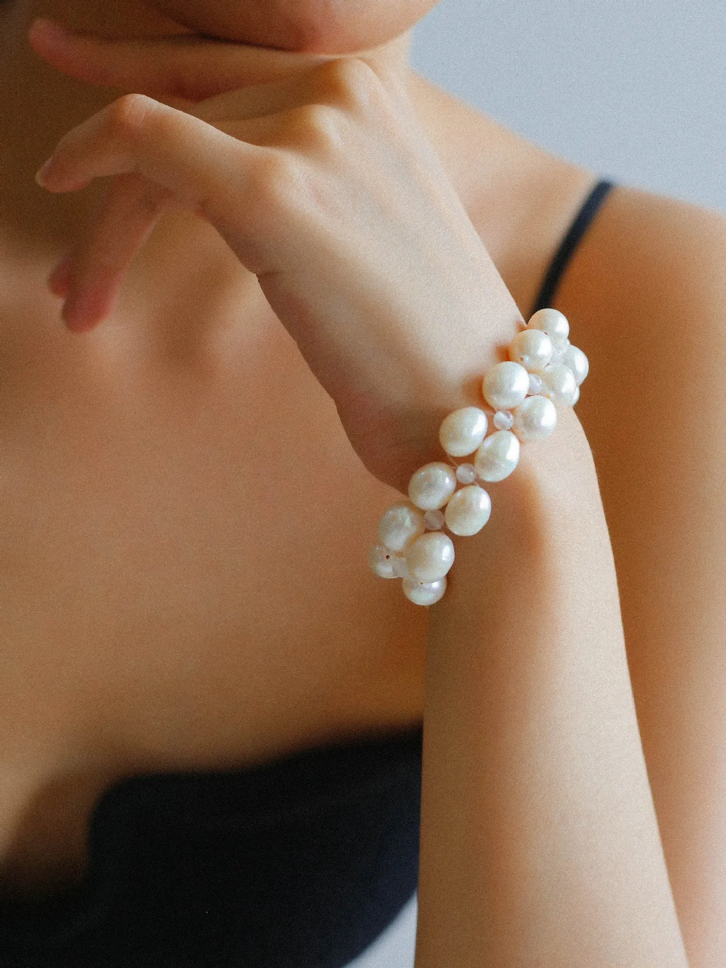 Double Layer Braided Freshwater Pearl Bracelet