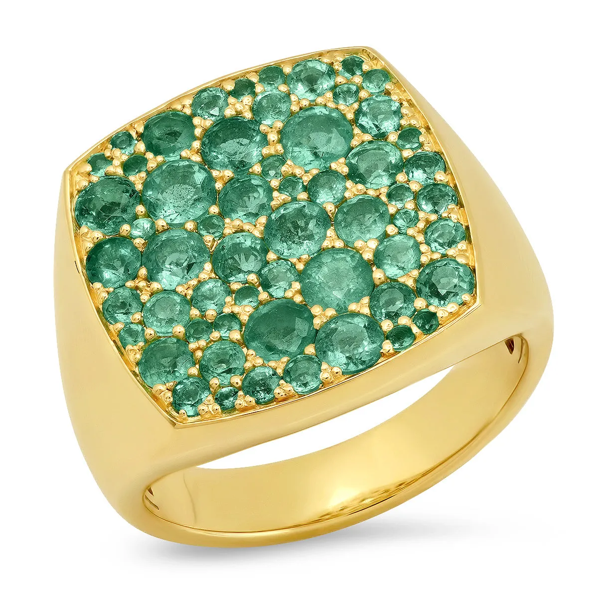 EMERALD CUSHION SIGNET RING