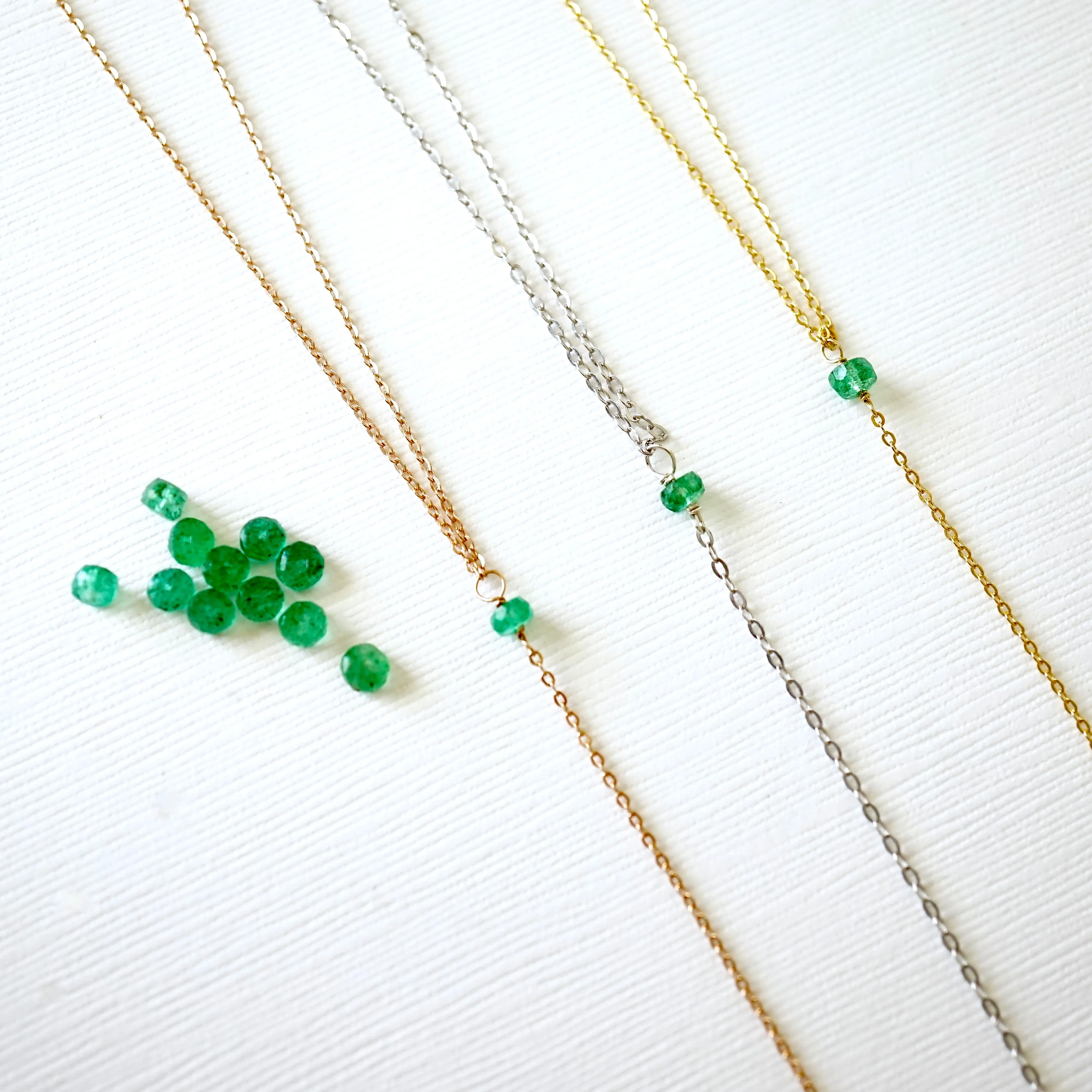 Emerald Green Necklace, Emerald Lariat Necklace