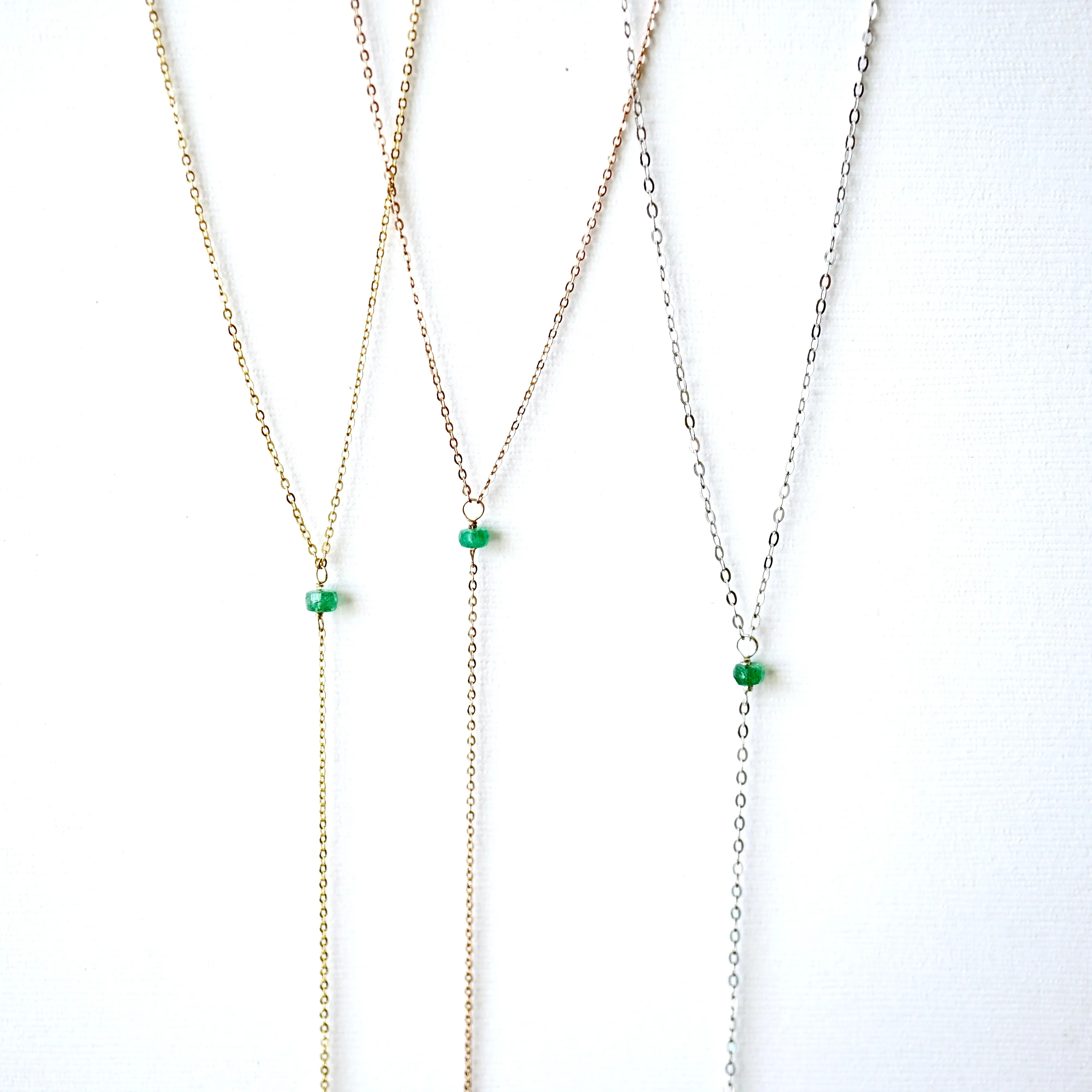 Emerald Green Necklace, Emerald Lariat Necklace