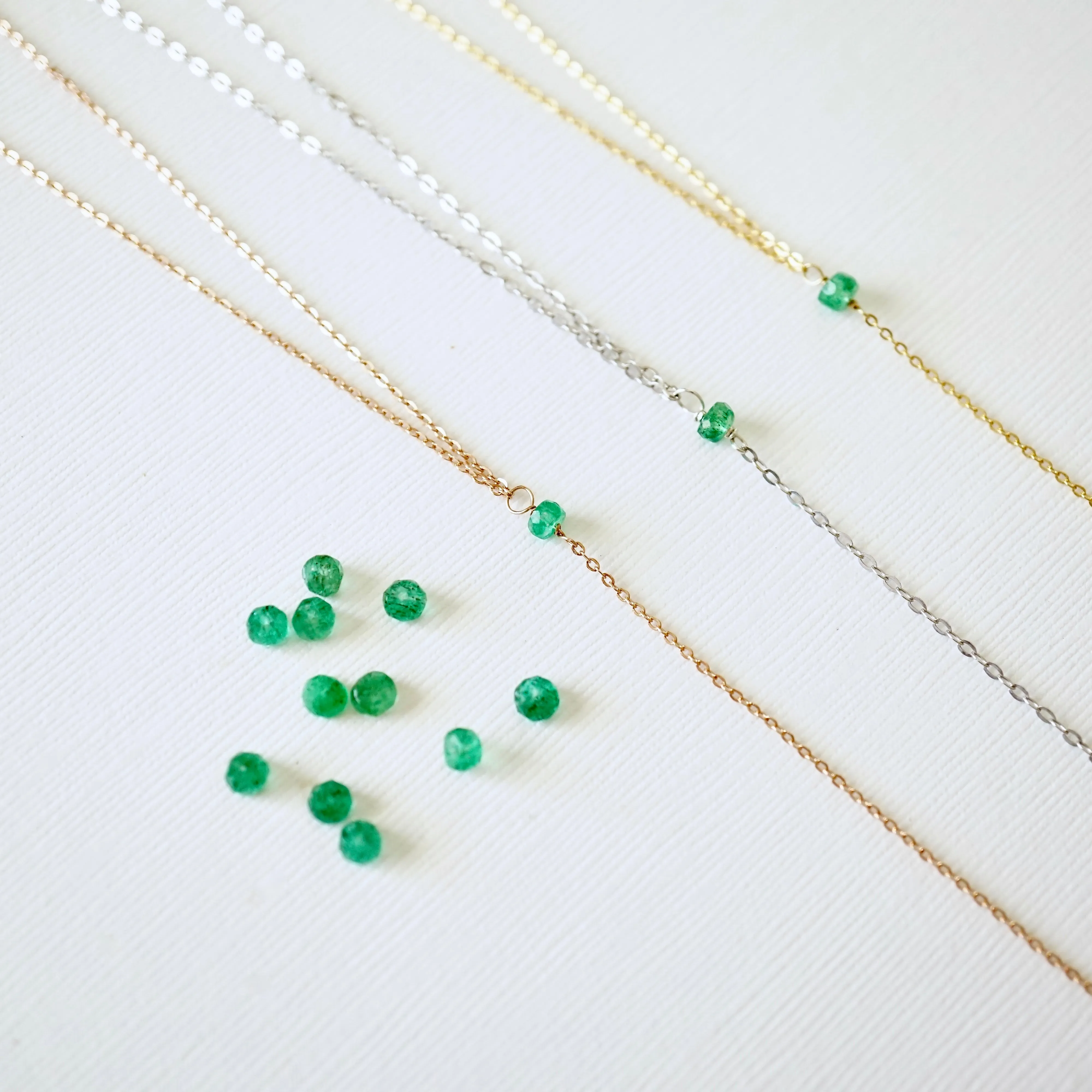 Emerald Green Necklace, Emerald Lariat Necklace