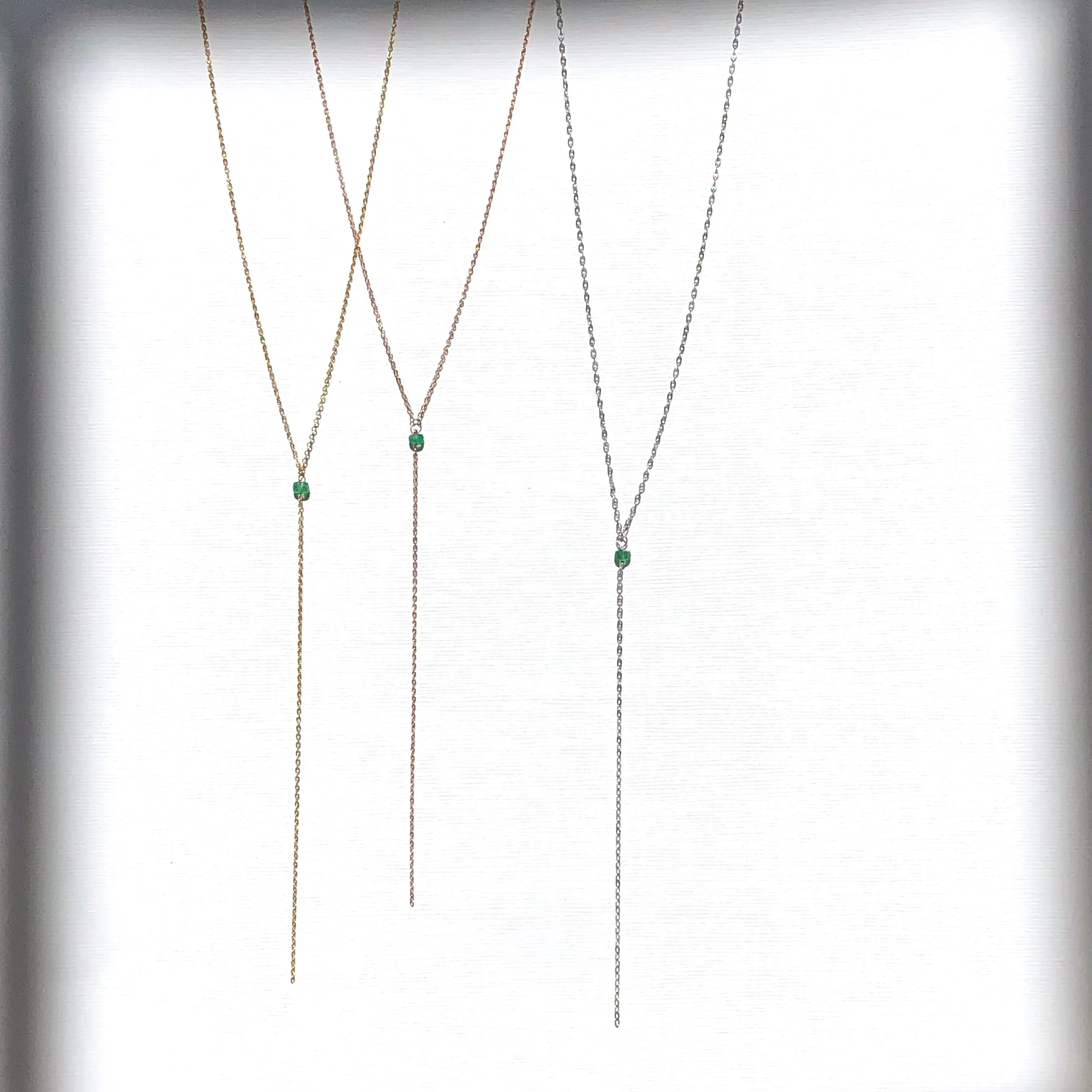 Emerald Green Necklace, Emerald Lariat Necklace