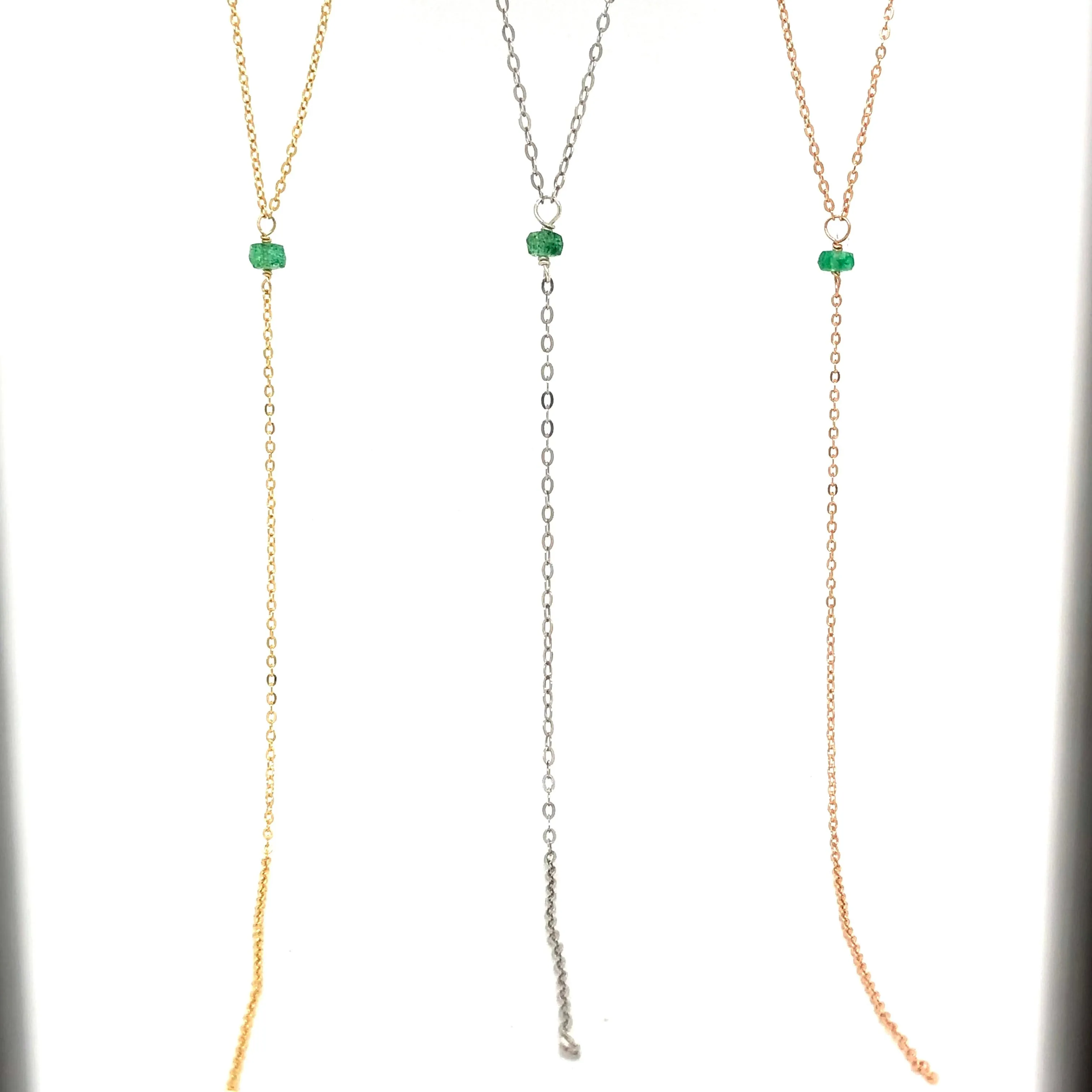 Emerald Green Necklace, Emerald Lariat Necklace