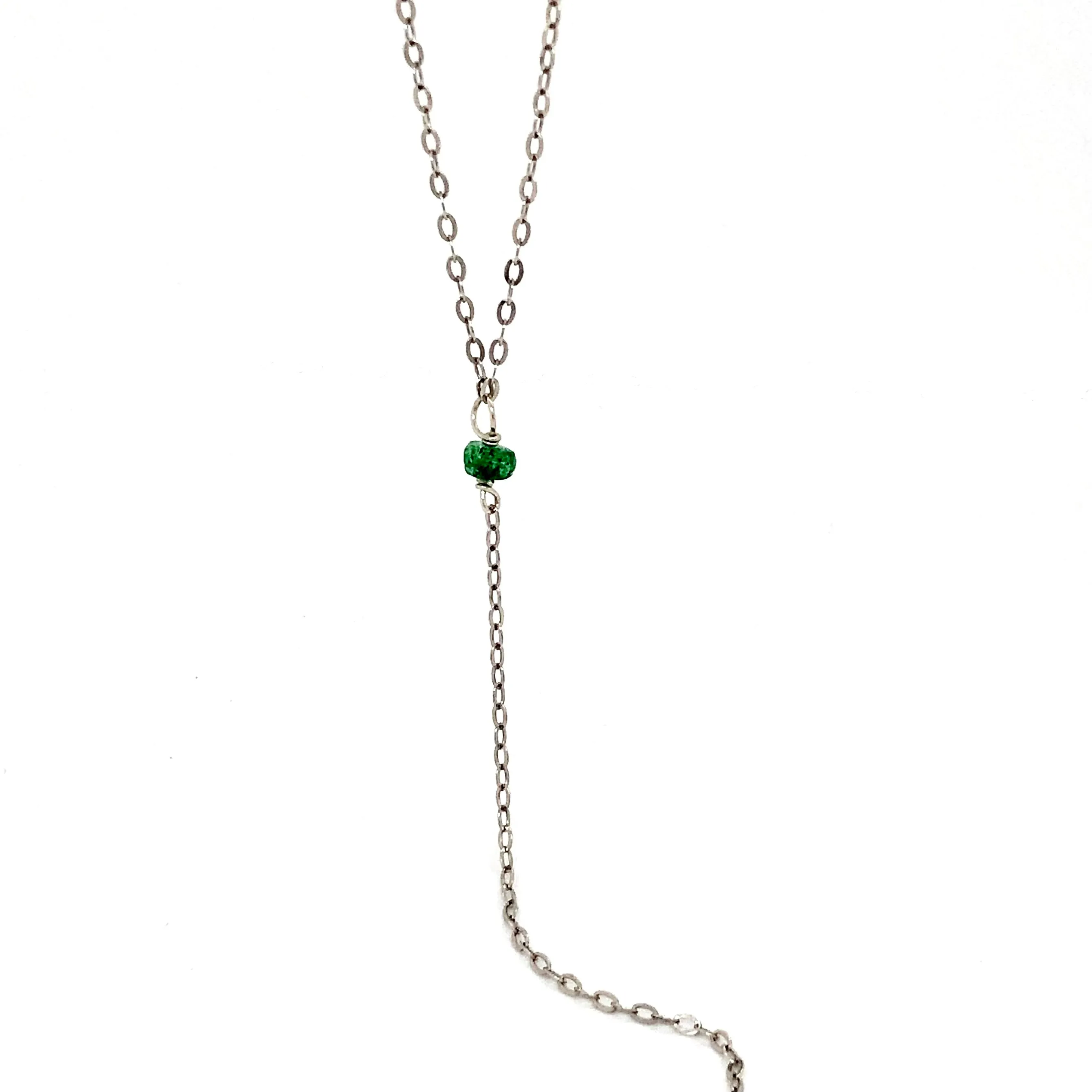 Emerald Green Necklace, Emerald Lariat Necklace